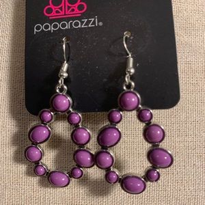 Purple earrings with fish hook silver post